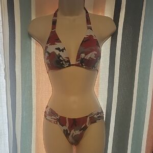 Women’s Red Camo Halter Bikini Set